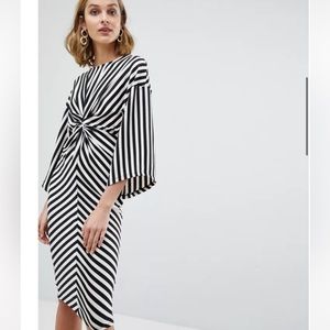 River Island Twist Front Stripe Kimono Sleeve Dress